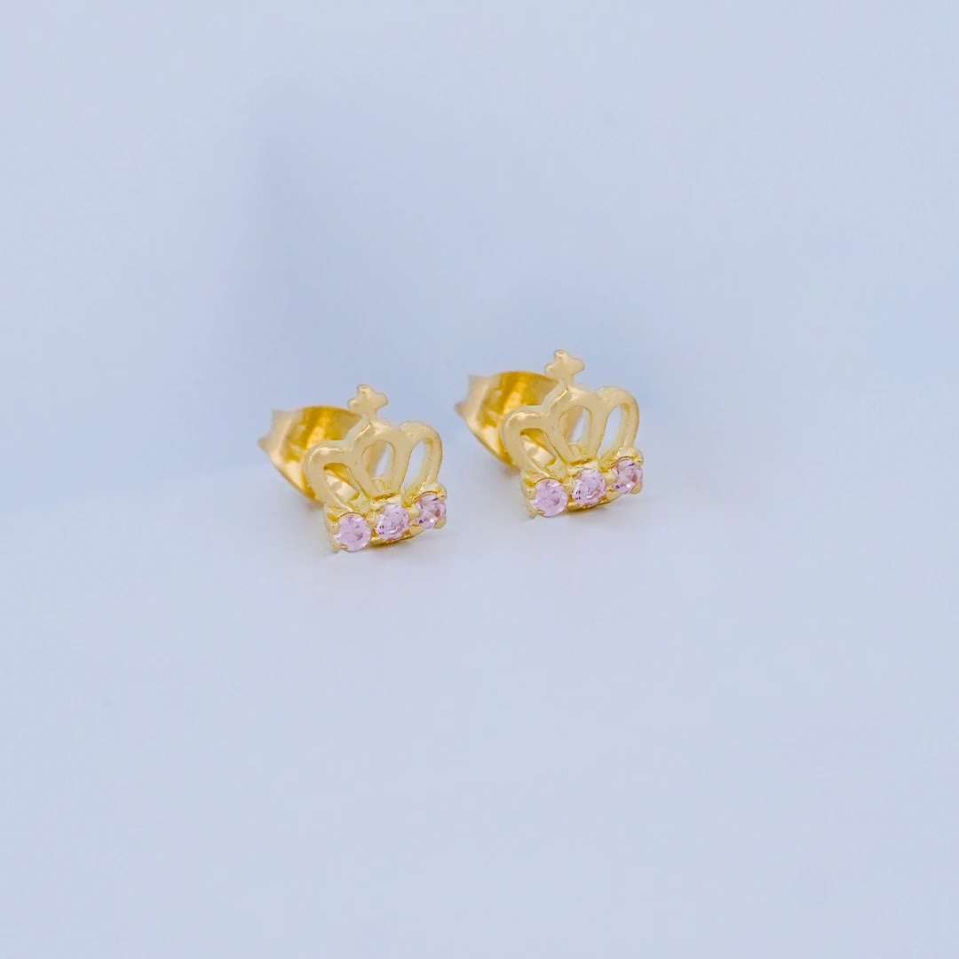 1503279.webp ARETES TOPOS CORONA EN ORO 18K - Image 1