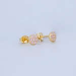 ARETES TOPOS FLOR EN ORO 18K
