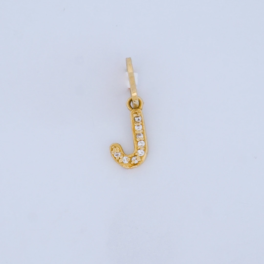 1503305.webp DIJE LETRA J LISA CON PIEDRAS EN ORO 18K - Image 1