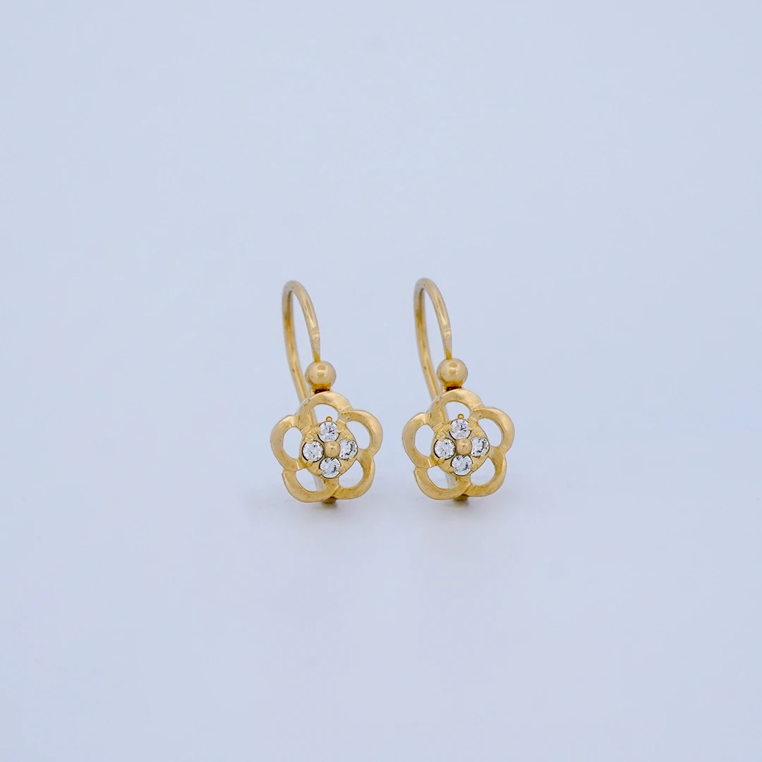 1503312.webp ARETES FLOR CALADO CON PIEDRAS EN ORO 18K - Image 1