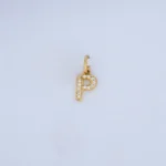 DIJE LETRA P CON PIEDRAS EN ORO 18K