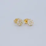 ARETES TOPOS FLOR EN ORO 18K
