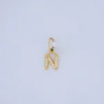 DIJE LETRA N CON PIEDRAS EN ORO 18K