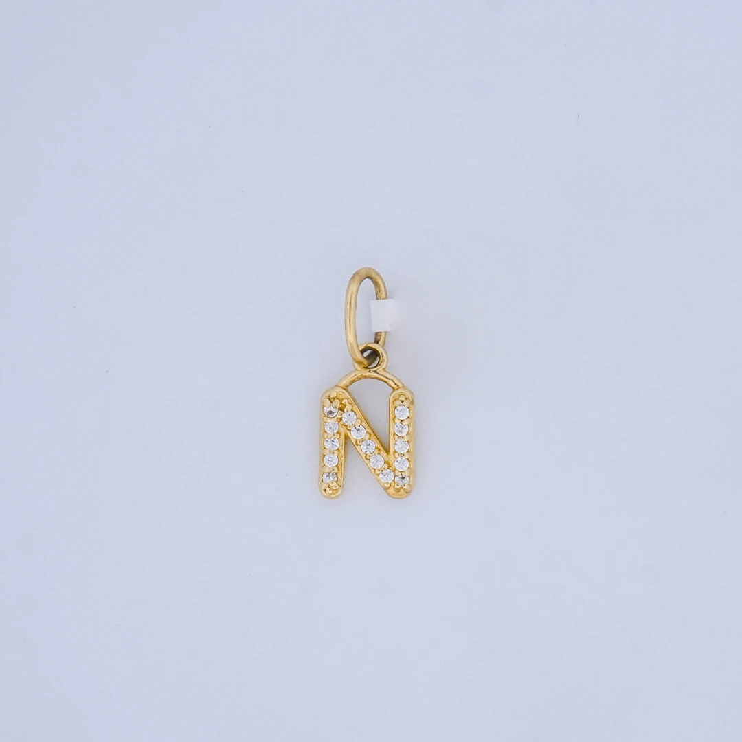 1516138.webp DIJE LETRA N CON PIEDRAS EN ORO 18K - Image 1