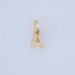 DIJE LETRA A CON PIEDRAS EN ORO 18K