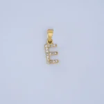 DIJE LETRA E CON PIEDRAS EN ORO 18K