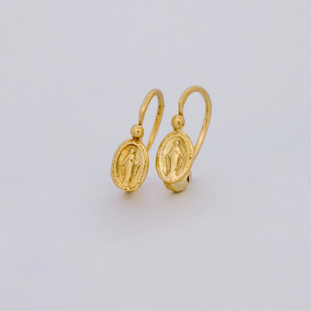 1516190.webp Aretes Virgen en Oro 18 Kilates - Image 1