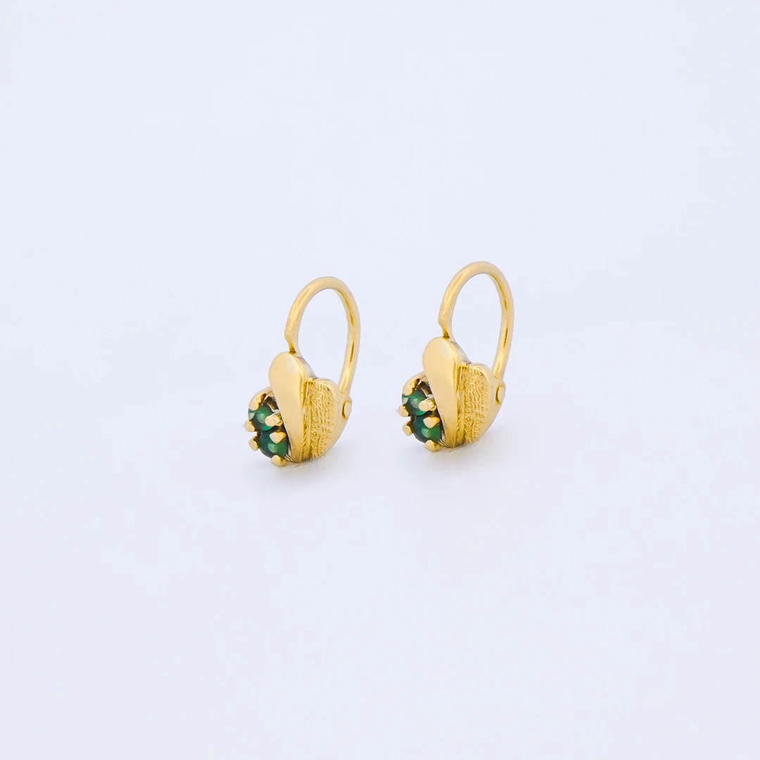 1522666.webp Aretes Cortos Piedra Verde en Oro 18 Kilates - Image 1