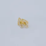 ARETES TOPOS HOJA EN ORO 18K