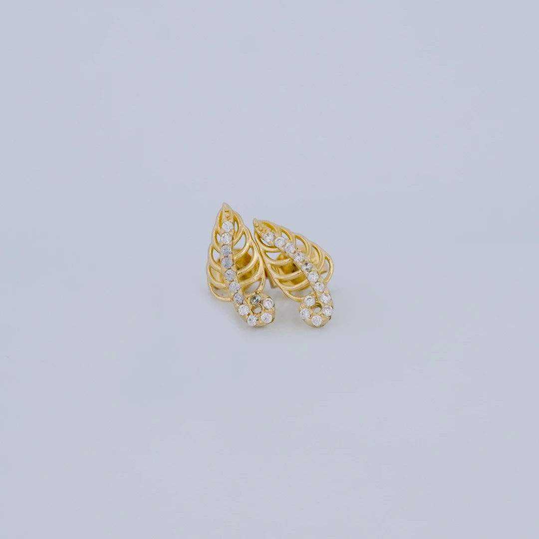 1531276.webp ARETES TOPOS HOJA EN ORO 18K - Image 1