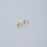 ARETES TOPOS CON PIEDRA BLANCA EN ORO 18K