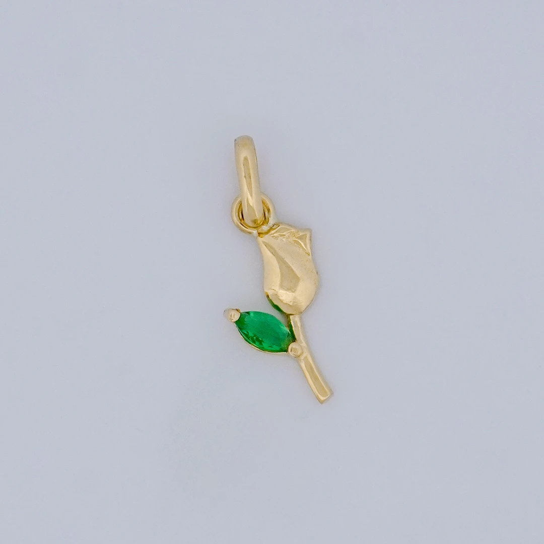 1531289.webp DIJE ROSA CON PIEDRA VERDE EN ORO 18K - Image 1