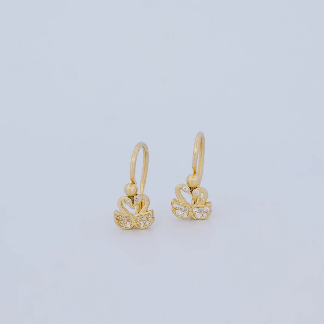 1541462.webp ARETES CORTOS CISNE EN ORO 18K - Image 1