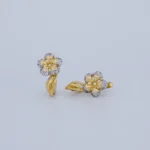 ARETES CORTOS FLOR CON CIERRE CATALÁN EN ORO 18K