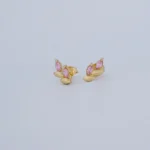 ARETES TOPOS FLOR EN ORO 18K