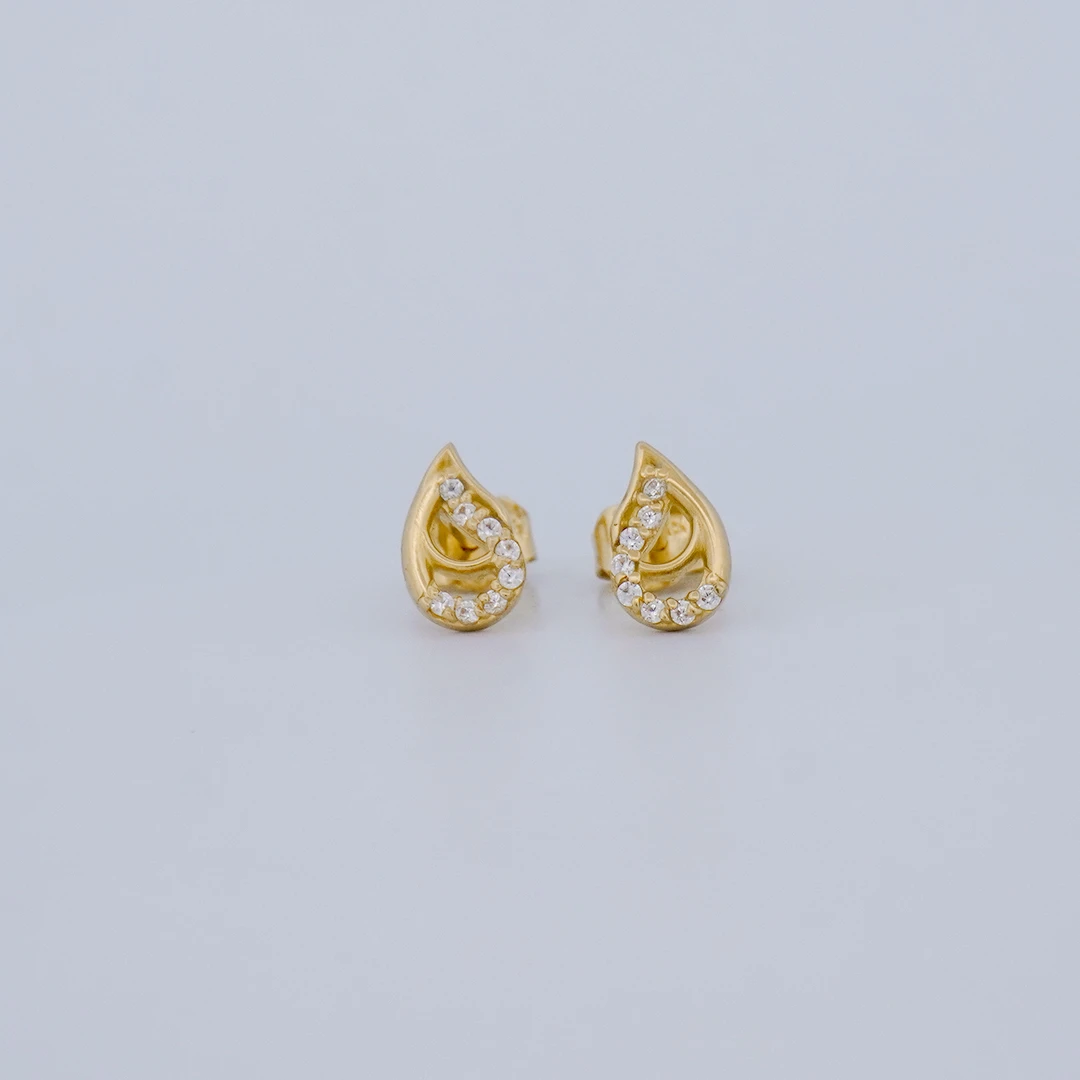 1541471.webp ARETES TOPOS GOTA CALADA CON PIEDRAS EN ORO 18K - Image 1