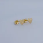 ARETES TOPOS CORAZÓN DIAMANTADOS EN ORO 18K