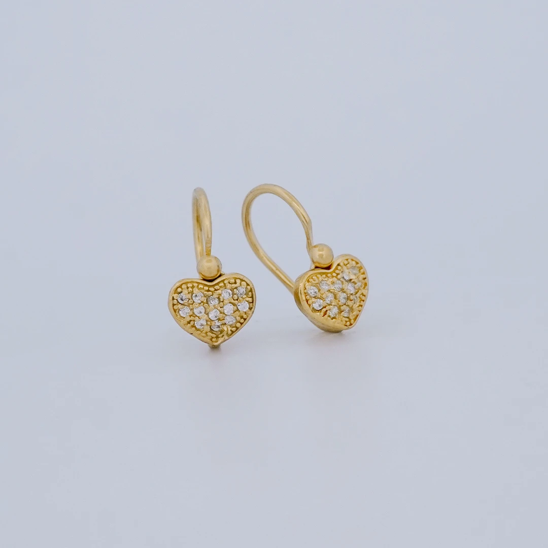 1541482.webp ARETES CORTOS CORAZÓN CON CIERRE DE PRESIÓN EN ORO 18K - Image 1