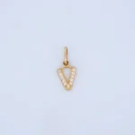 DIJE LETRA V CON PIEDRAS EN ORO 18K