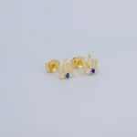 ARETES TOPOS CORONA EN ORO 18K