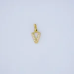 DIJE LETRA V CON PIEDRAS EN ORO 18K