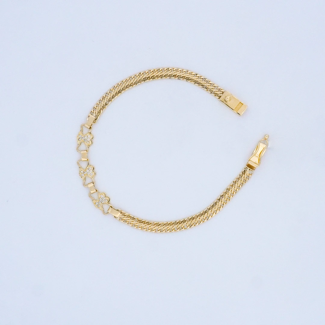 1564497.webp PULSO DE TEJIDO CHINO TRÉBOLES EN ORO 18K - Image 1
