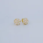 ARETES TOPOS FLOR EN ORO 18K