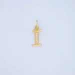 DIJE LETRA I CON PIEDRAS EN ORO 18K