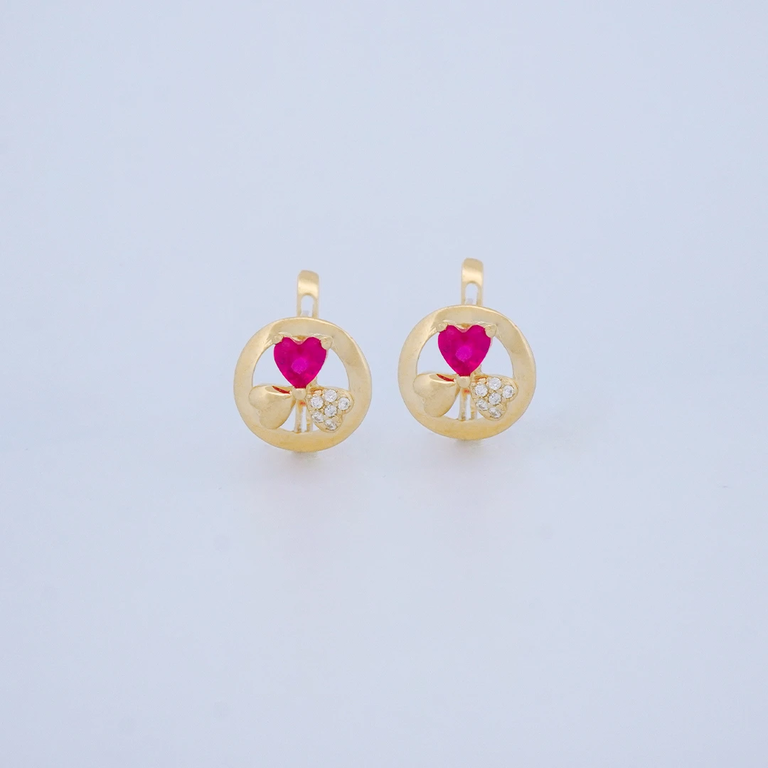 1564535.webp ARETES FLOR CON PIEDRAS Y CIERRE CATALÁN EN ORO 18K - Image 1