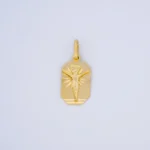 Dije Placa Cristo Diamantada en Oro 18 Kilates