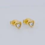 ARETES TOPOS CORAZON ORO EN ORO 18 KILATES