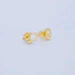 ARETES TOPOS CORAZÓN TENNIS EN ORO 18K