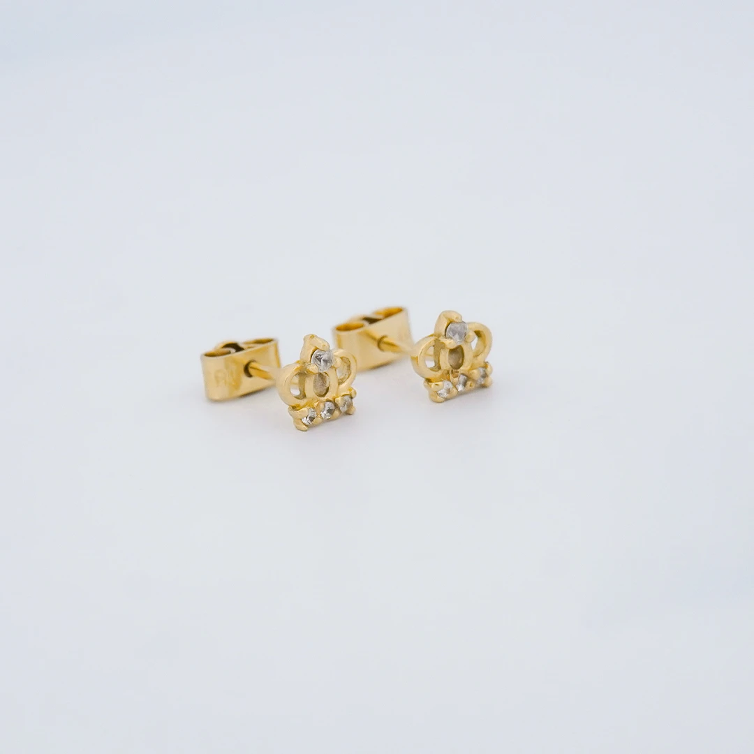 1634742.webp Aretes Topos Corona Ortopedicos Oro en Oro 18 Kilates - Image 1