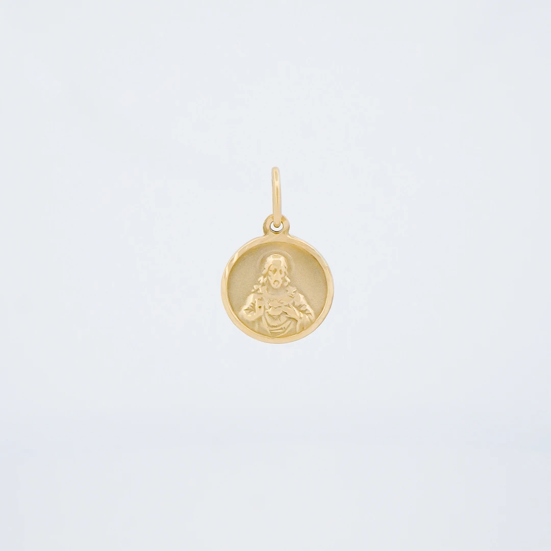 1634747.webp Dije Medalla Virgen Maria Corazon Jesus Oro en Oro 18 Kilates - Image 1