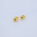 ARETES TOPOS FLOR EN ORO 18K