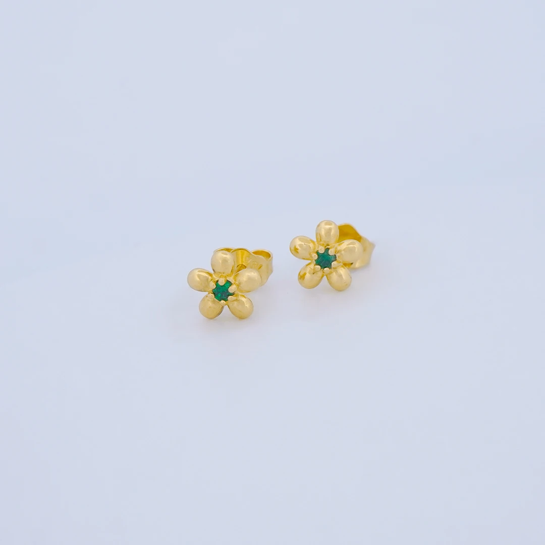 1634802.webp ARETES TOPOS FLOR EN ORO 18K - Image 1