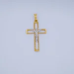 DIJE CRUZ DE CRISTO EN DOS TONOS DE ORO 18K