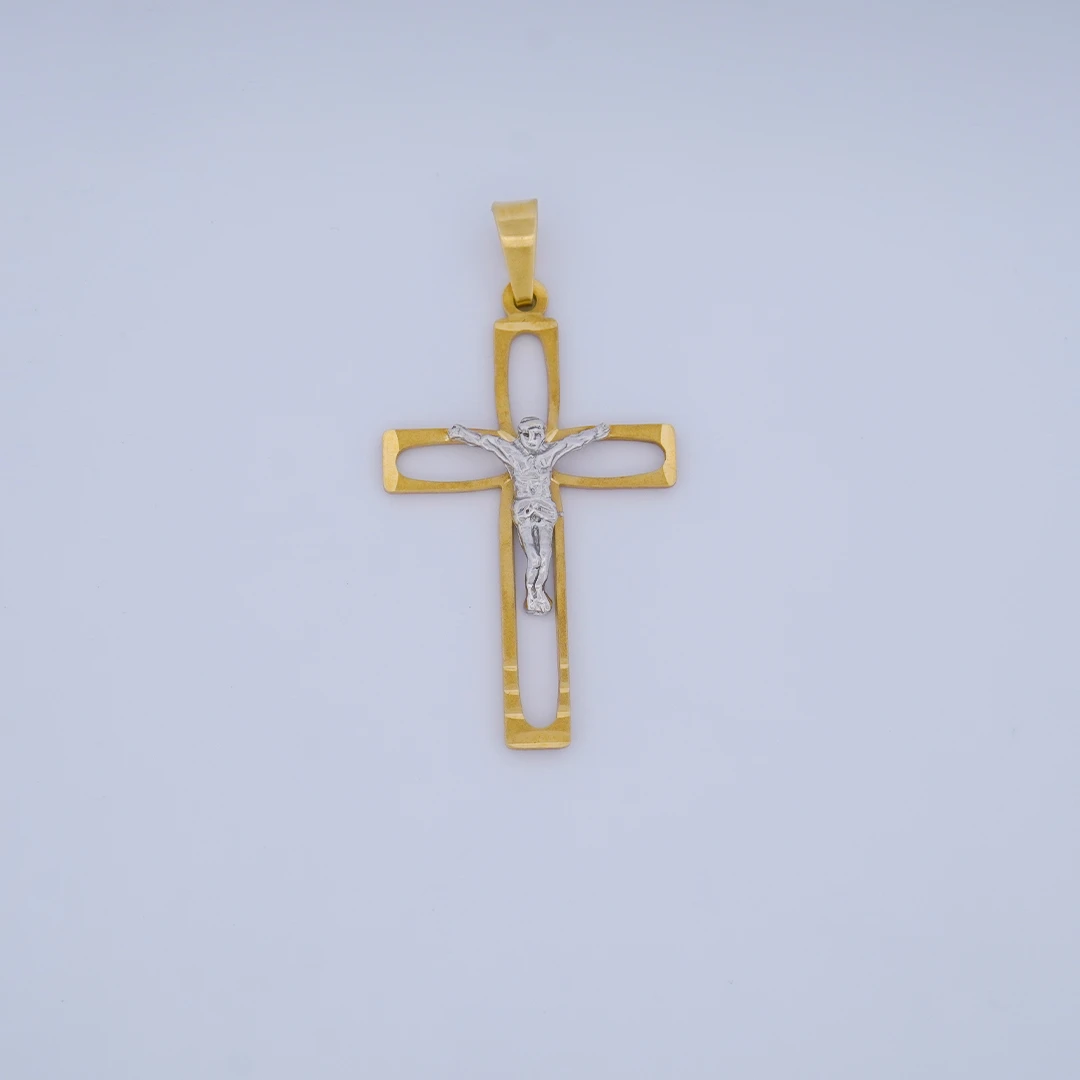 1634849.webp DIJE CRUZ DE CRISTO EN DOS TONOS DE ORO 18K - Image 1
