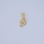DIJE LETRA F CON PIEDRAS EN ORO 18K