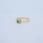 Anillo para Dama Solitario Colmena Piedra Verde en Oro 18 Kilates