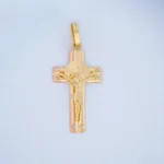 Dije Cruz Cristo en Tres Oros 18 Kilates