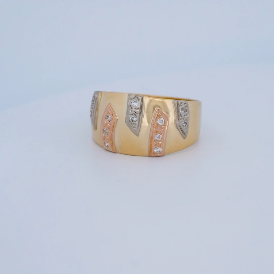 1642089.webp Anillo para Dama Piedras en Tres Oros 18 Kilates - Image 1