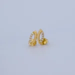 ARETES TOPOS HOJA EN ORO 18K