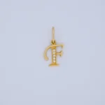 DIJE LETRA F LISA CON PIEDRAS EN ORO 18K