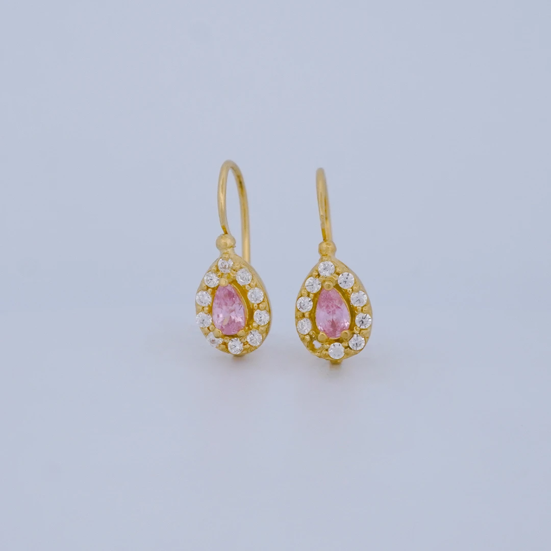 1657486.webp ARETES GOTA CON PIEDRA ROSA EN ORO 18K - Image 1