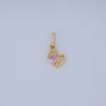 DIJE CORAZÓN CON PIEDRA ROSA EN ORO 18K