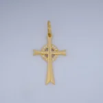 DIJE CRUZ LISA CON PIEDRAS EN ORO 18K