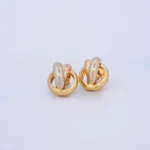 Aretes Topos en Tres Oros 18 Kilates