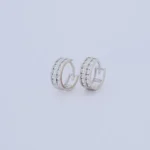 Aretes Candongas Tennis Piedras en Oro Blanco 18 Kilates
