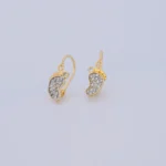 Aretes Cortos Pies Piedras en Oro 18 Kilates